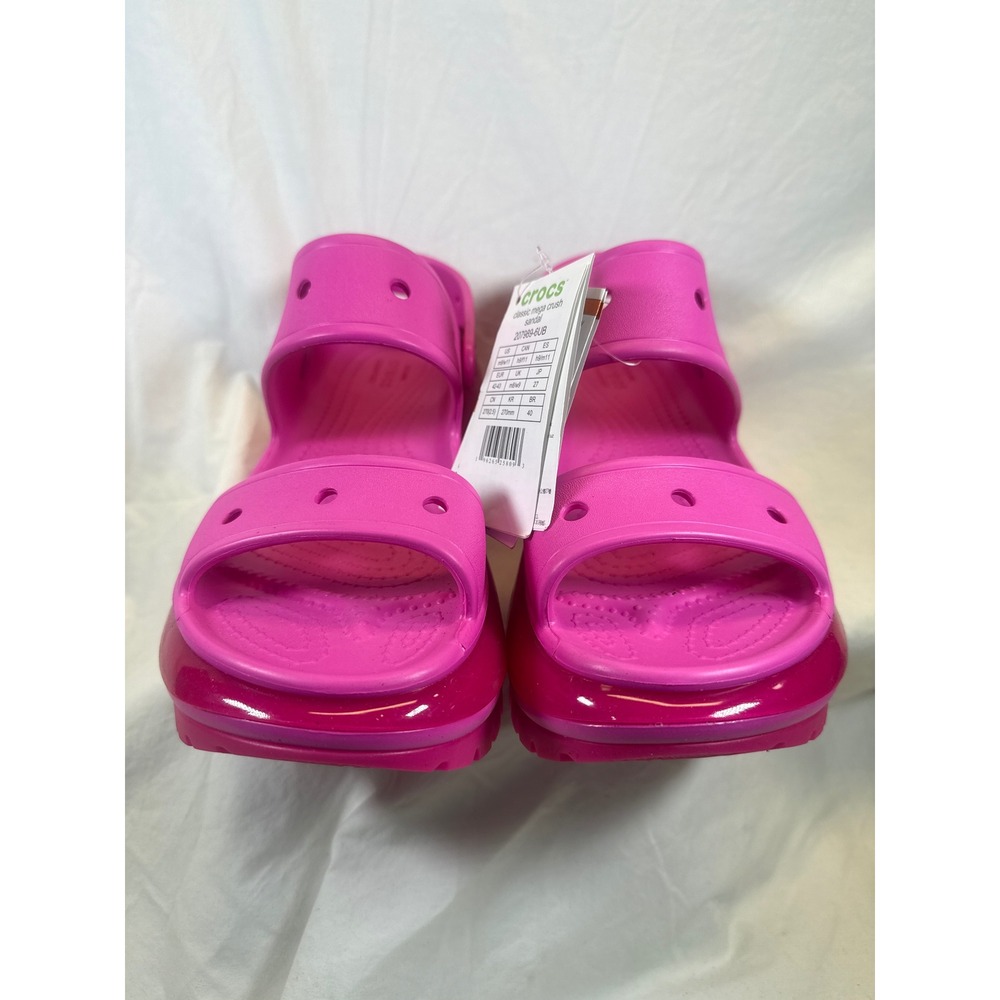 Crocs Classic Mega Crush Sandal Pink Platform Lug Sole Womens 11 Mens 9